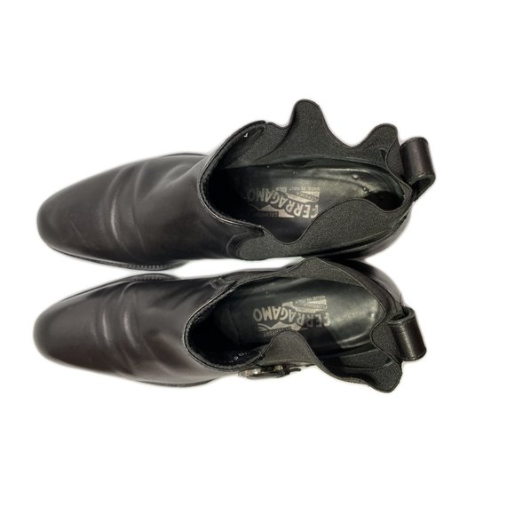 100% Authentic Salvatore Ferragamo Men's Black Leather Chelsea Boots US8 - Picture 6 of 10